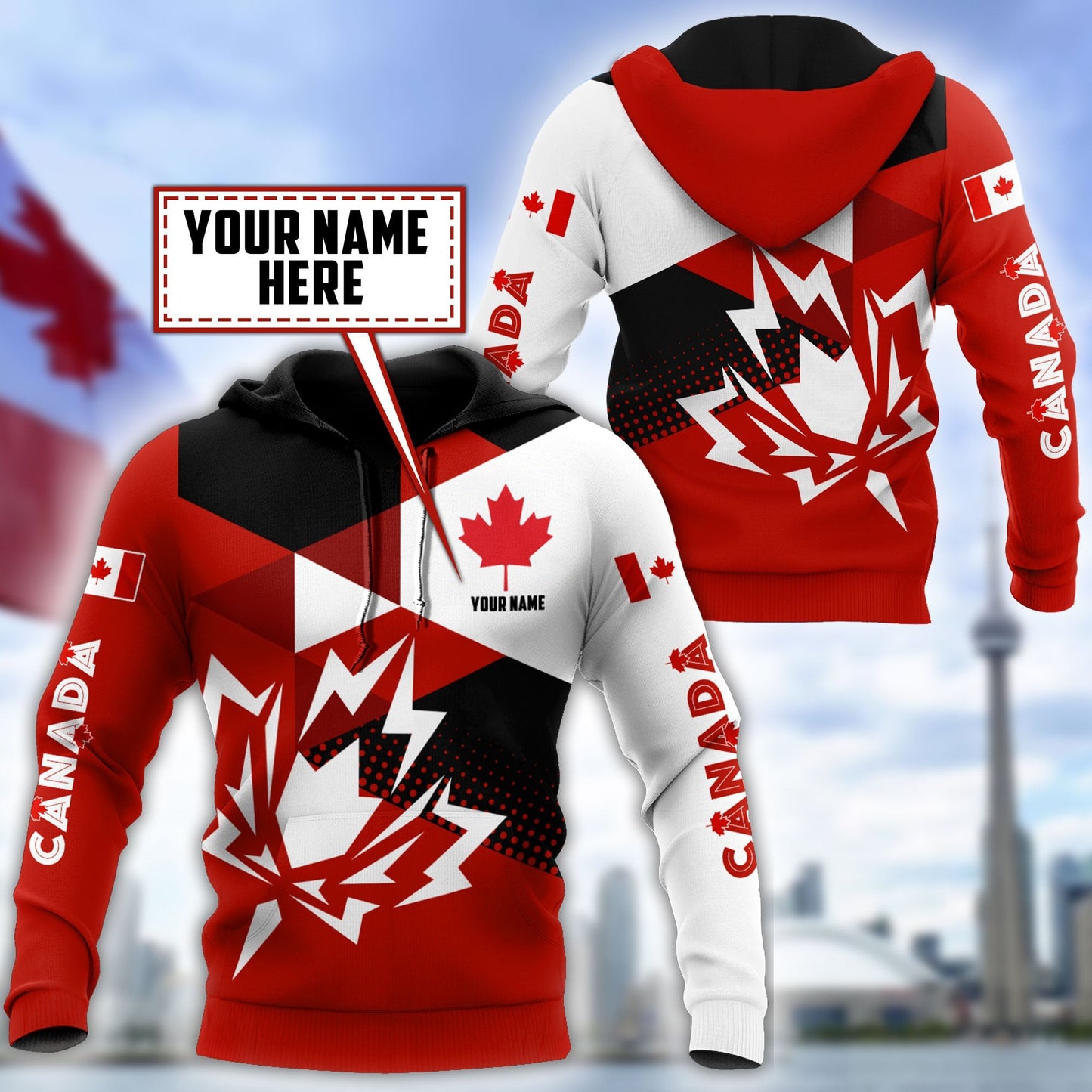 Canada Day No22 Personalized Maple Leaf Pullover Premium Unisex Hoodie
