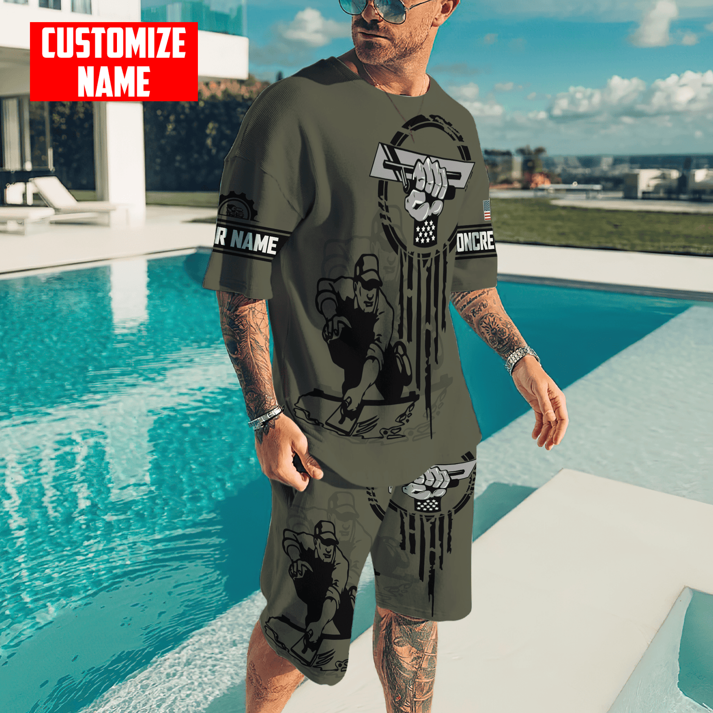 US Concrete Finisher Tool Pride Custom name 3D Printed Shirts