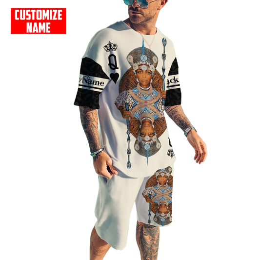 African Culture Personalize Name Black Queen Zulu Combo Tshirt And Boardshort ML