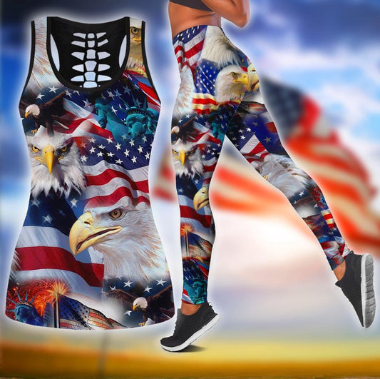 American 3D All Over Printed Legging + Hollow Tank