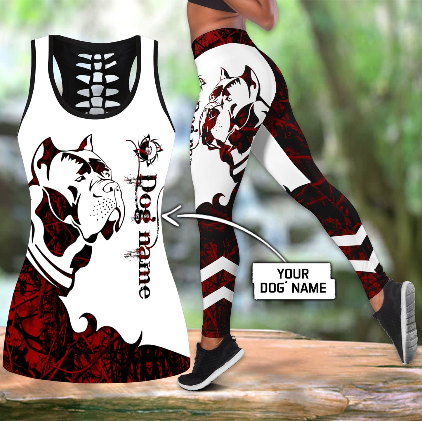Cane Corso Red Tattoos Legging + Hollow Tank Combo