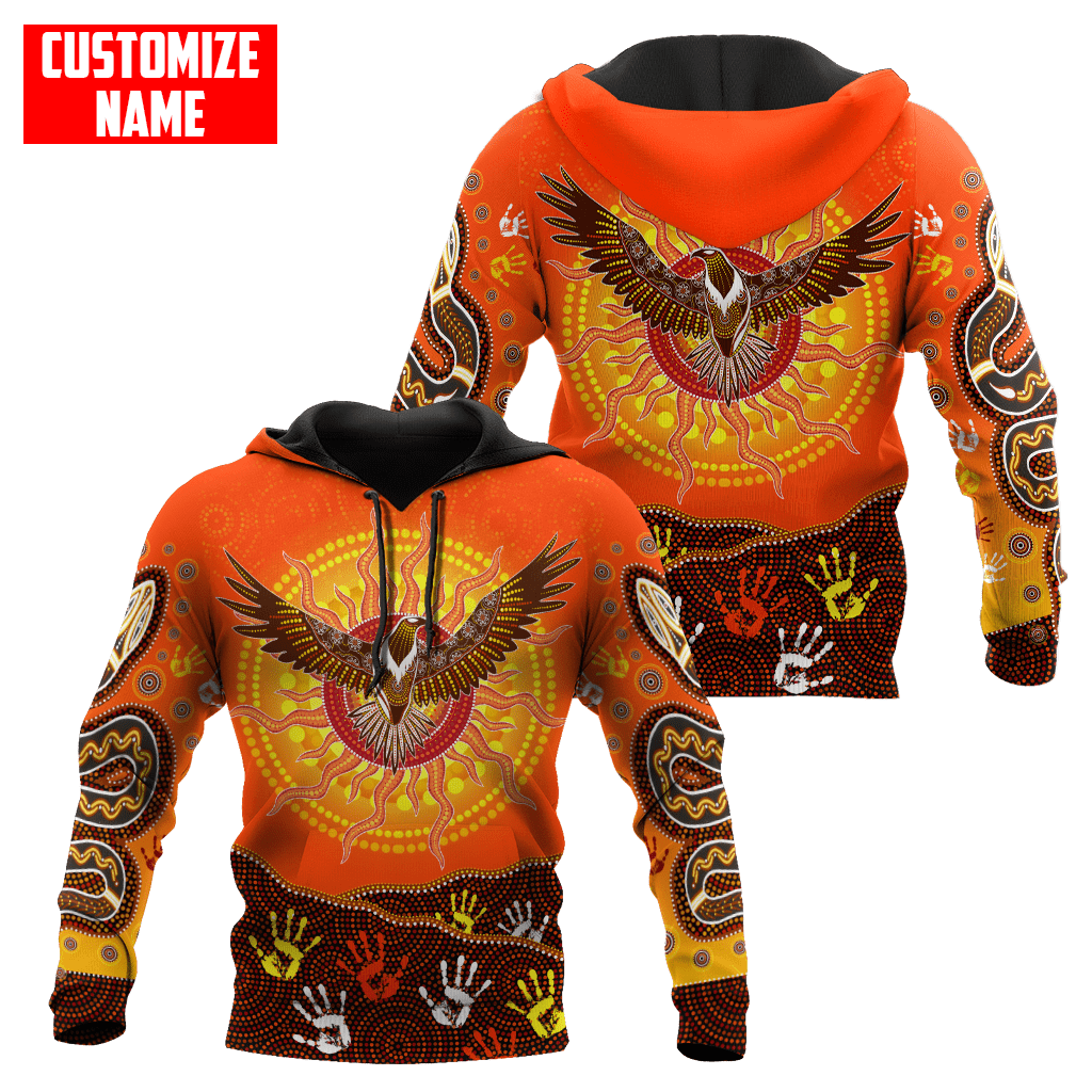 Aboriginal Eagle Flying into Sunset Custom Name 3D Printed Shirts