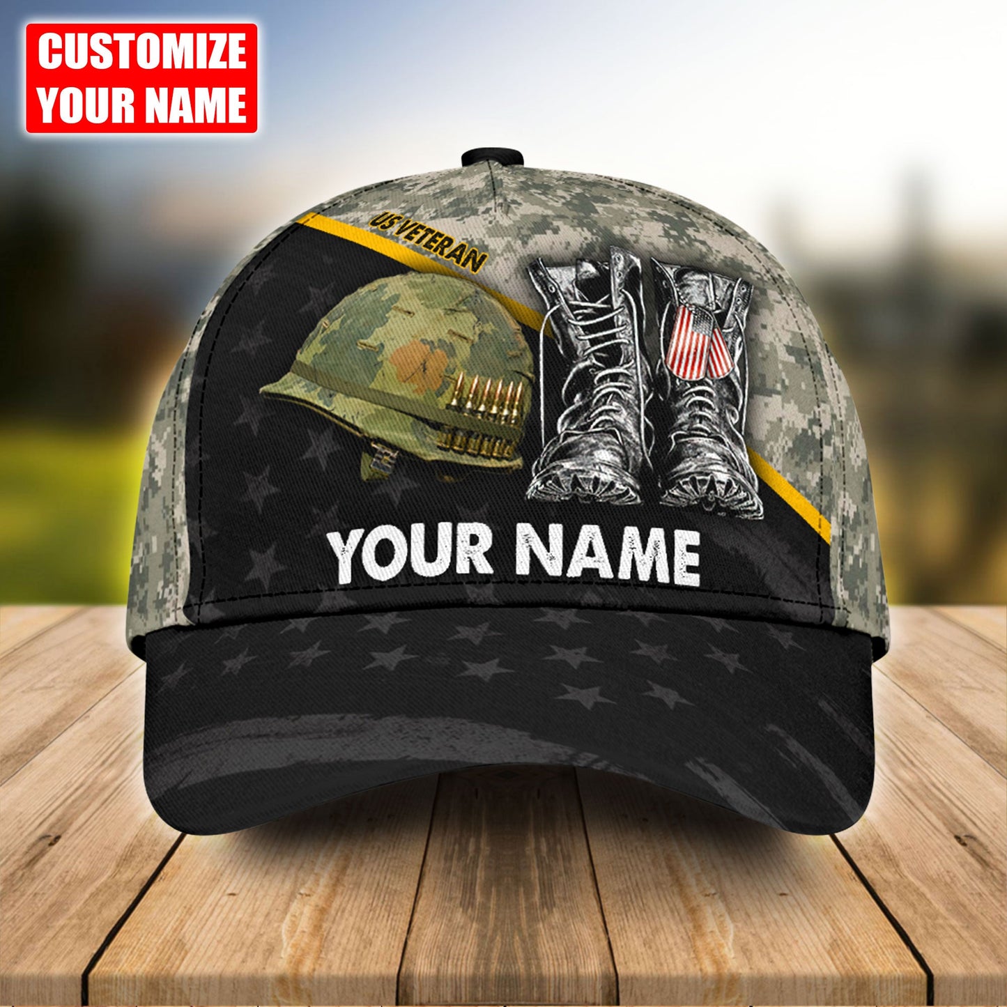 US Army Veteran Personalized Name Classic Cap