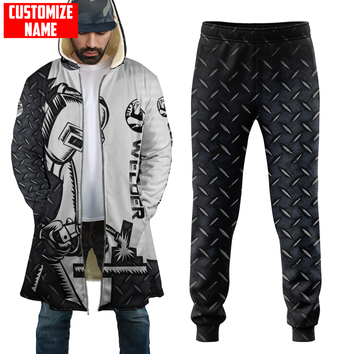 Tmarc Tee Personalized Welder 3D Printed Combo Zip Cloak & Sweatpant Welding For Winter