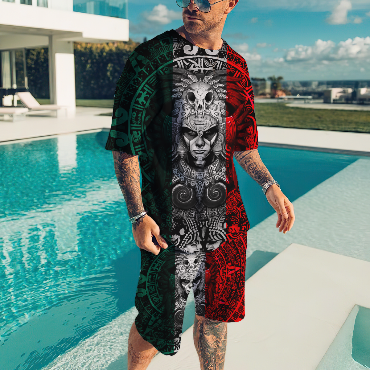 Aztec Mexican Combo T-shirt and Short 3D All Over Printed