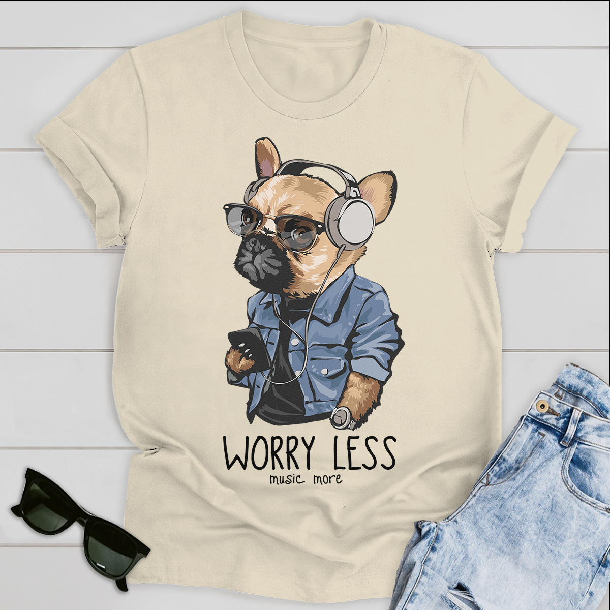 Music More Worry Less Personalized T-shirt For Dog Lover Friends