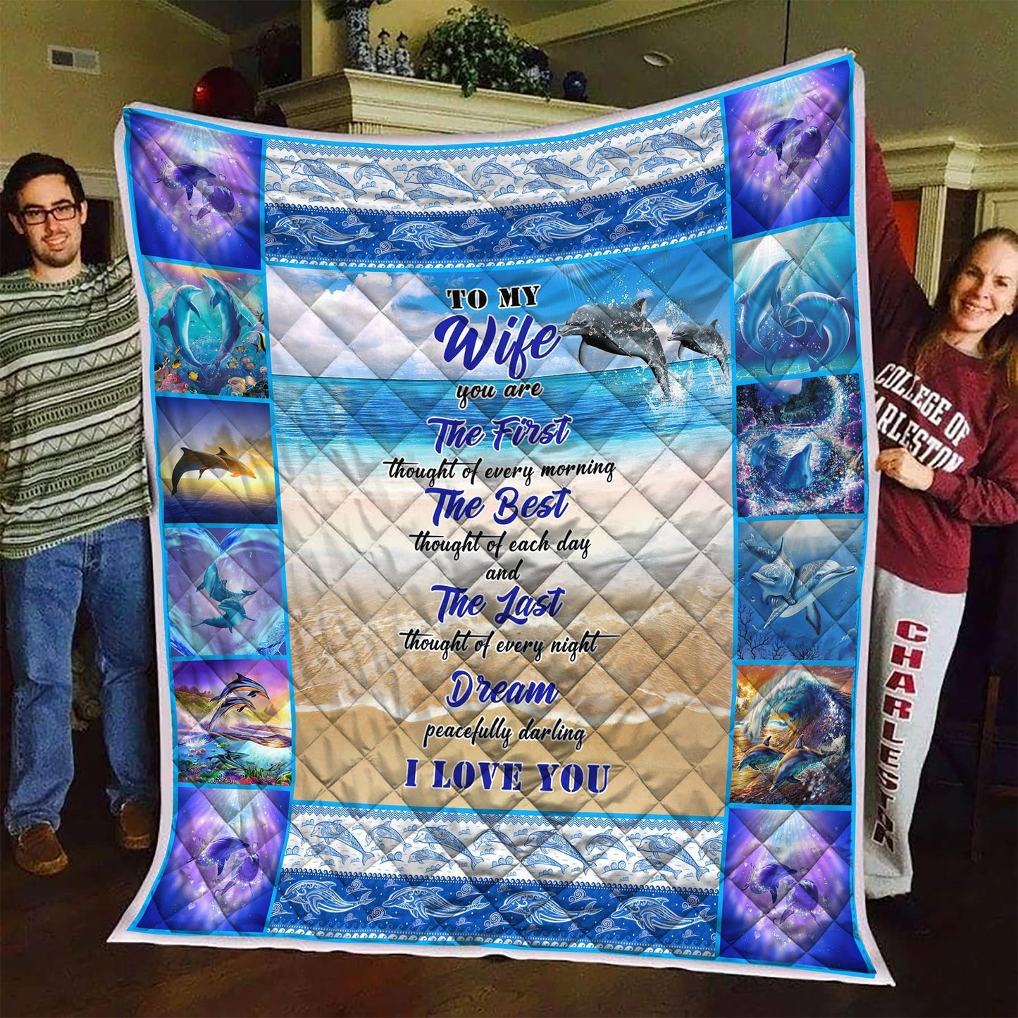 Beautiful Dolphin Couple Quilt NTN08142002-MEI
