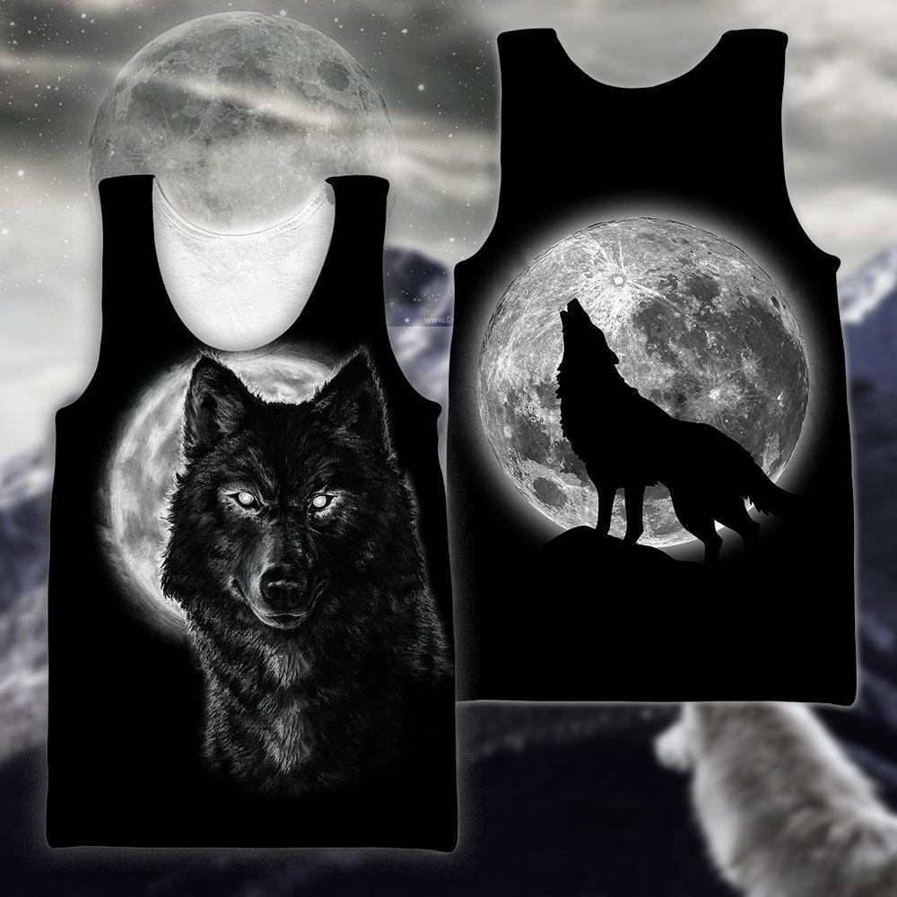 Wolf in Moon 3D All Over Printed Shirt for Men and Women