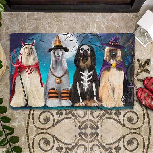 Afghan Hounds Dog Halloween Doormat