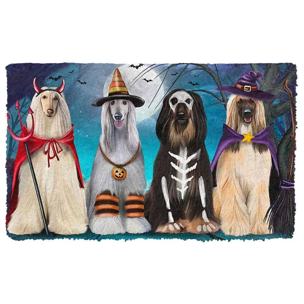 Afghan Hounds Dog Halloween Doormat