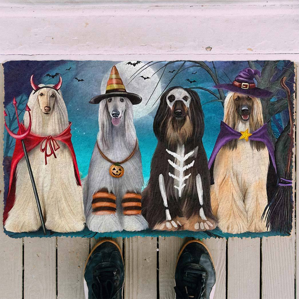 Afghan Hounds Dog Halloween Doormat
