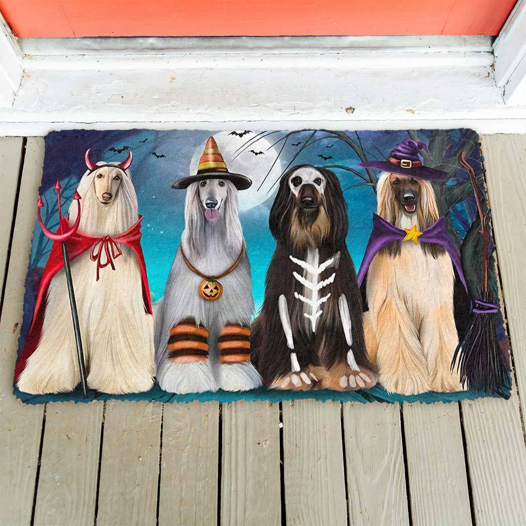 Afghan Hounds Dog Halloween Doormat