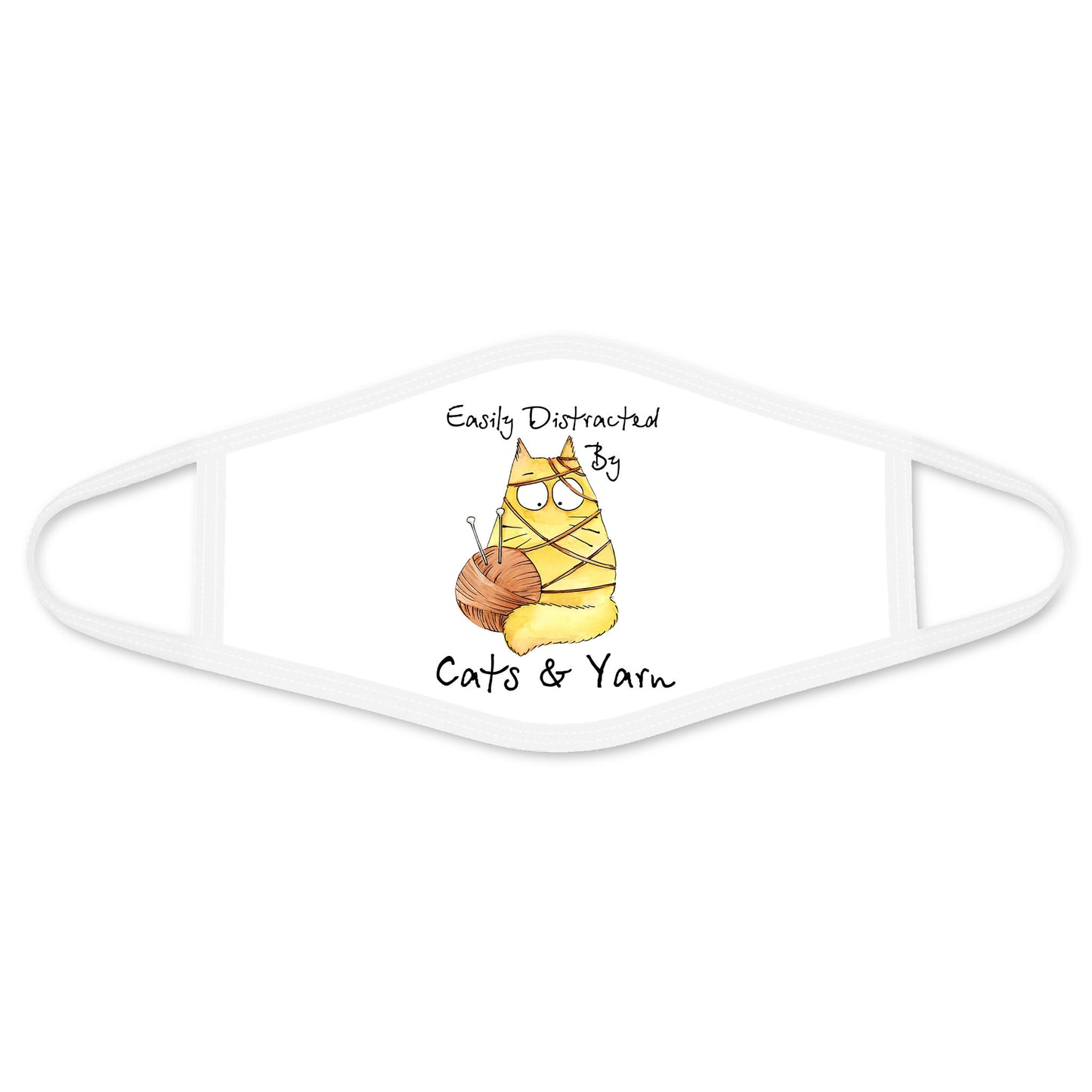 Yellow Cat and Yarn Face Mask DL