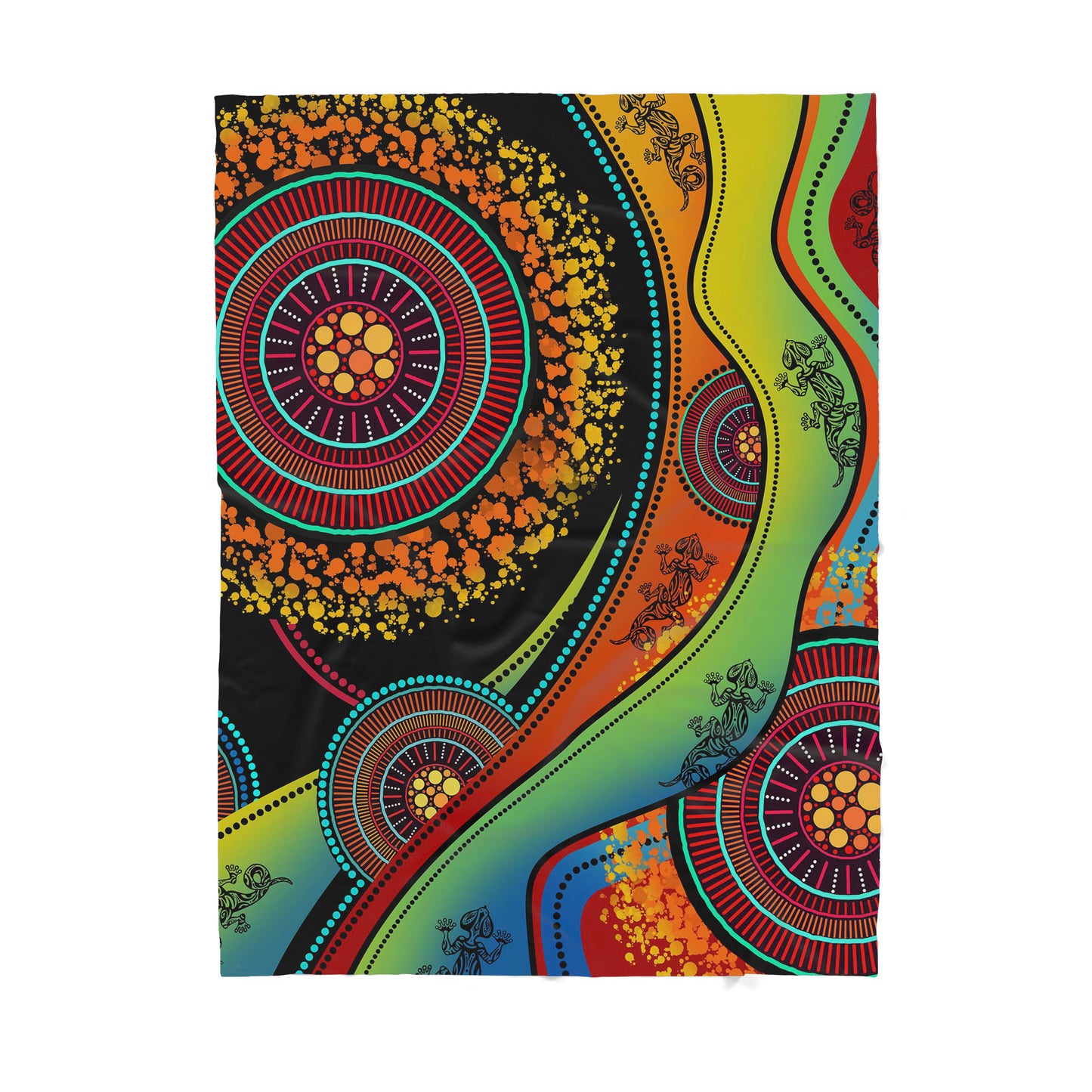 Aboriginal Australia Lizards Painting Pattern Sherpa Blanket HC