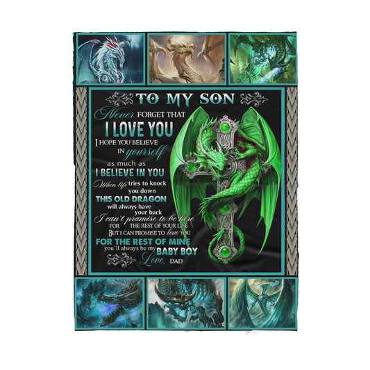 To My Son Dragon Blanket - Best Christmas Gift From Dad - Sherpa Blanket