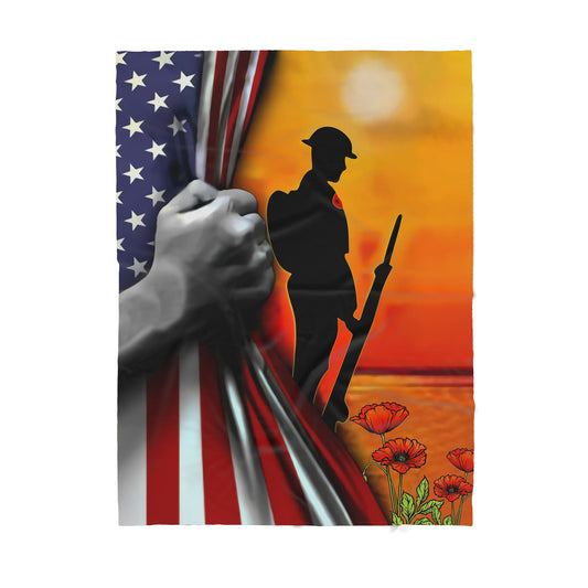 American Veteran Lest we forget Gift for Veteran - Sherpa Blanket HC