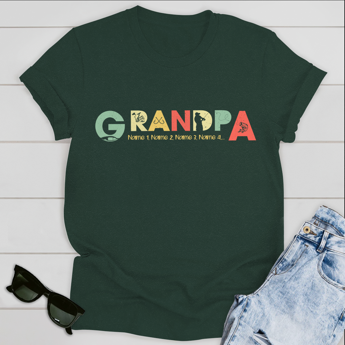 Grandpa Fishing Personalized T-shirt Fahter's Day