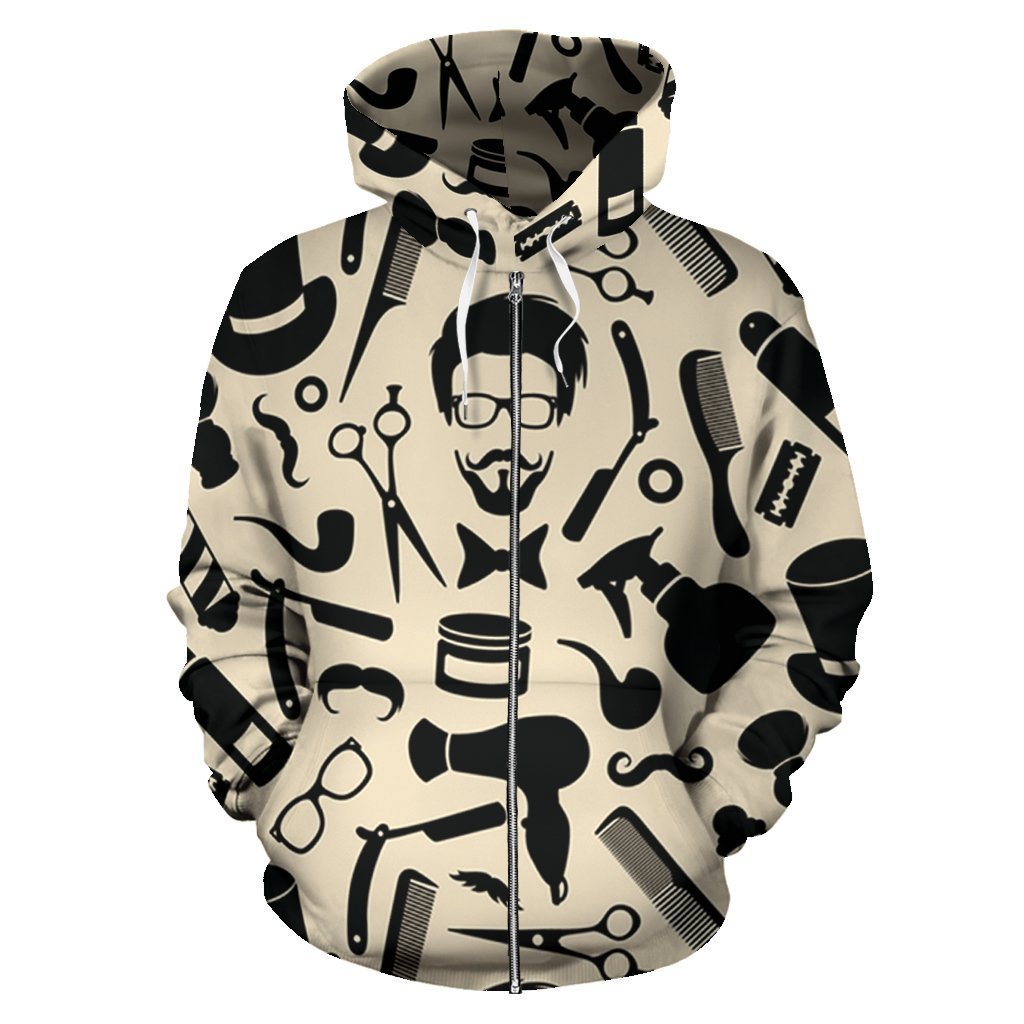 BARBER ZIP-UP HOODIE-Amazing Hoodie-Men's Zip-Up Hoodie-S-Vibe Cosy™