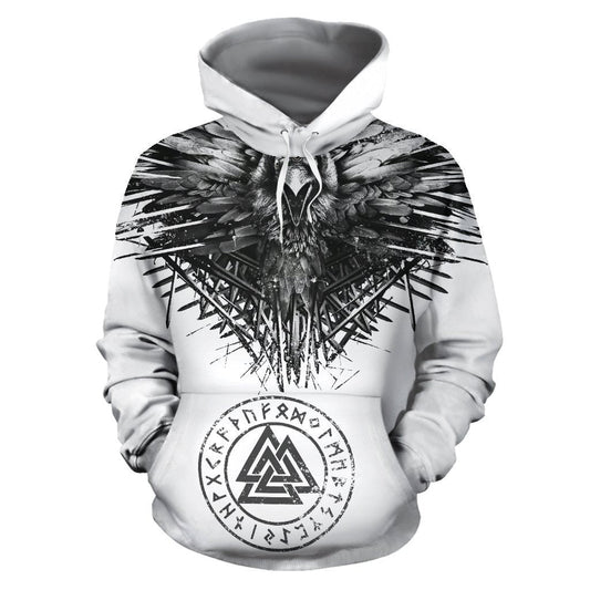 Viking Hoodie - Raven and Eagle - Amaze Style™-Apparel