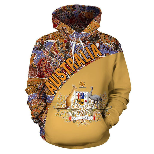 Australia Hoodie Australia Pattern Wave Coat Of Arms - NNK1467 - Amaze Style™-Apparel