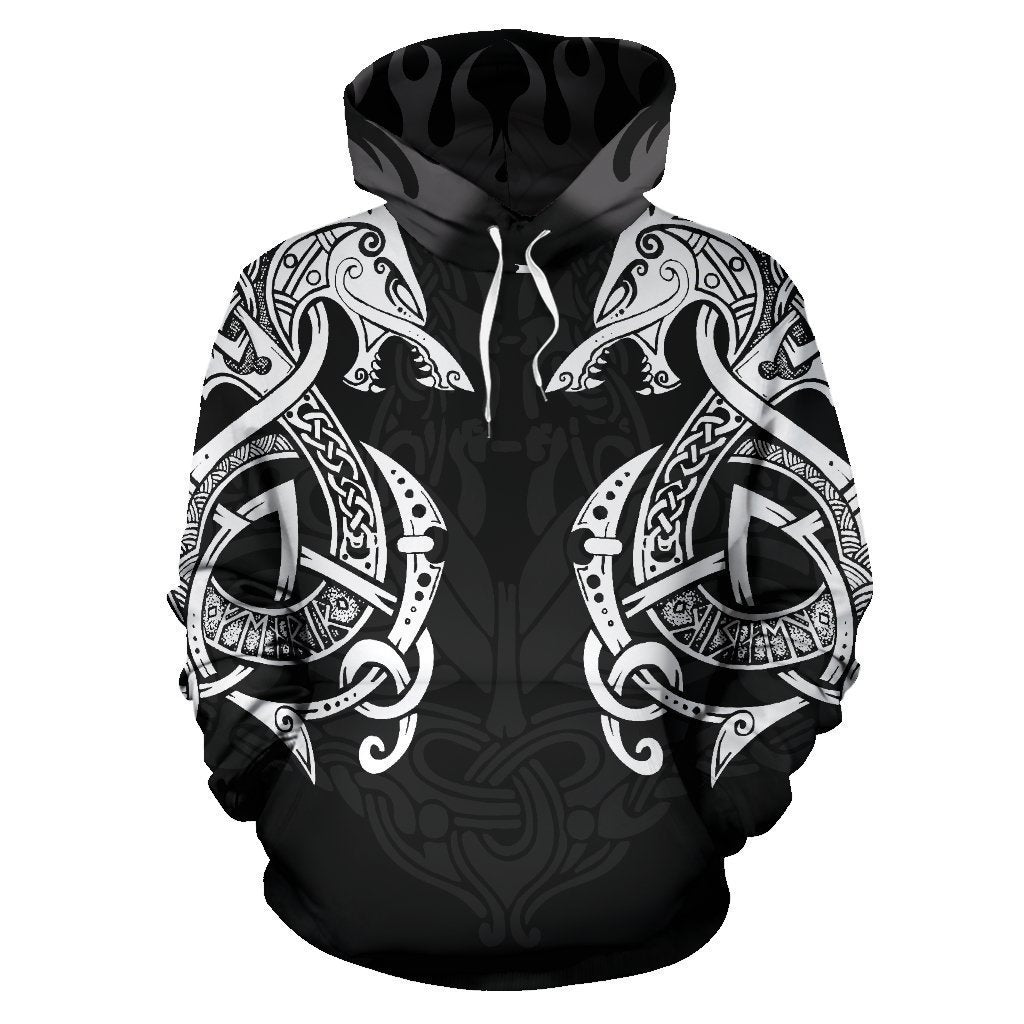 Viking Hoodie - Double Dragon With Fire - Amaze Style™-Apparel