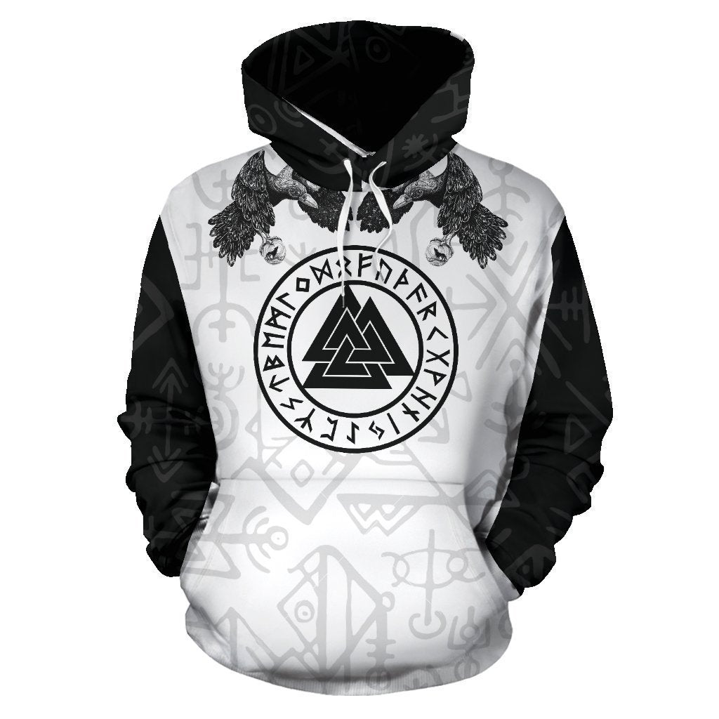 Viking Hoodie - Fenrir Wolf Black and White - Amaze Style™-Apparel