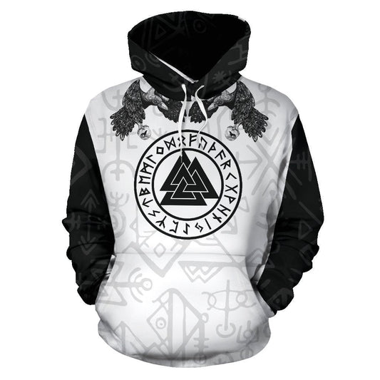 Viking Hoodie - Fenrir Wolf Black and White - Amaze Style™-Apparel