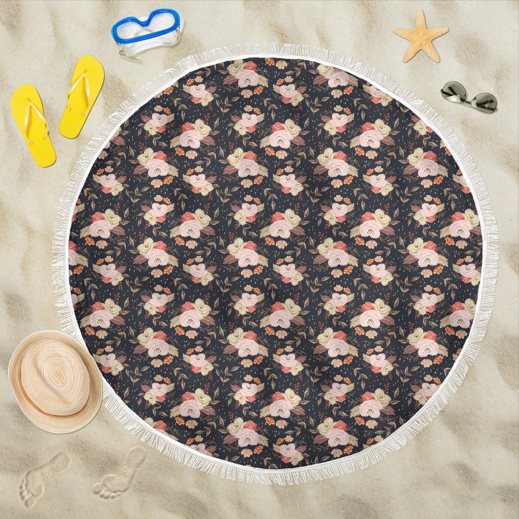Autumn Fall Floral - Round Beach Throw-Amaze Style™-Autumn Fall Floral - Round Beach Throw-Vibe Cosy™
