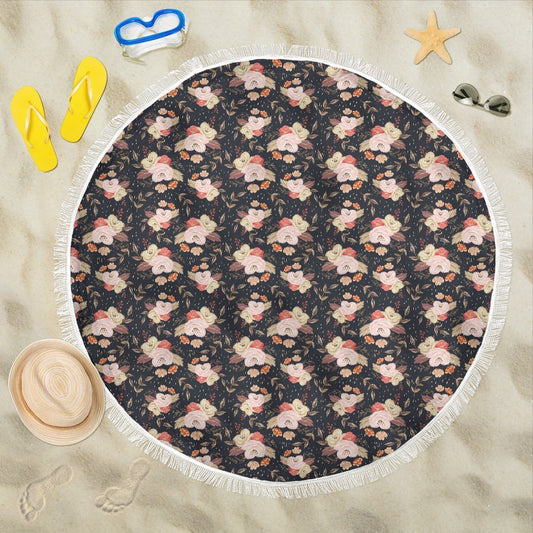 Autumn Fall Floral - Round Beach Throw-Amaze Style™-Autumn Fall Floral - Round Beach Throw-Vibe Cosy™