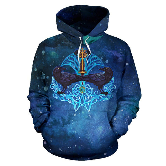 Viking Crow And Key Pullover Hoodie A7 - Amaze Style™-ALL OVER PRINT HOODIES (P)