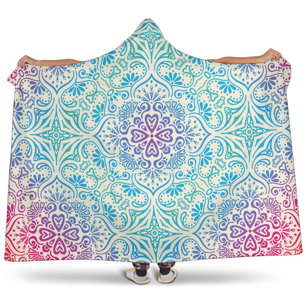 Bohemian Blue Ombre (Sweet Corn) - Hooded Blankets-Amaze Style™-Hooded BlanketBohemian Blue Ombre (Sweet Corn) - Hooded Blankets-Youth 60"x45"-Vibe Cosy™
