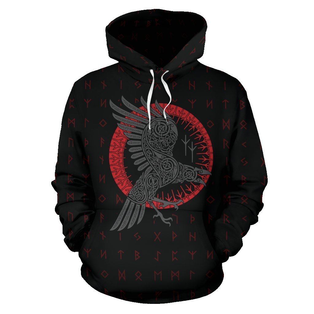 Viking Odin's Raven Old Runes Style Hoodie A7 - Amaze Style™-ALL OVER PRINT HOODIES (P)