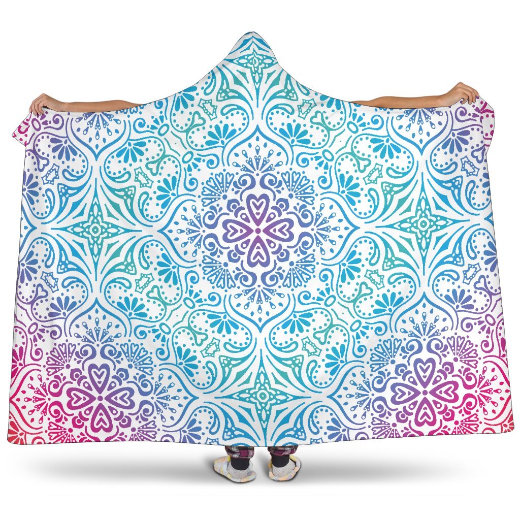 Bohemian Rainbow (White) - Hooded Blankets-Amaze Style™-Hooded BlanketBohemian Rainbow (White) - Hooded Blankets-Youth 60"x45"-Vibe Cosy™