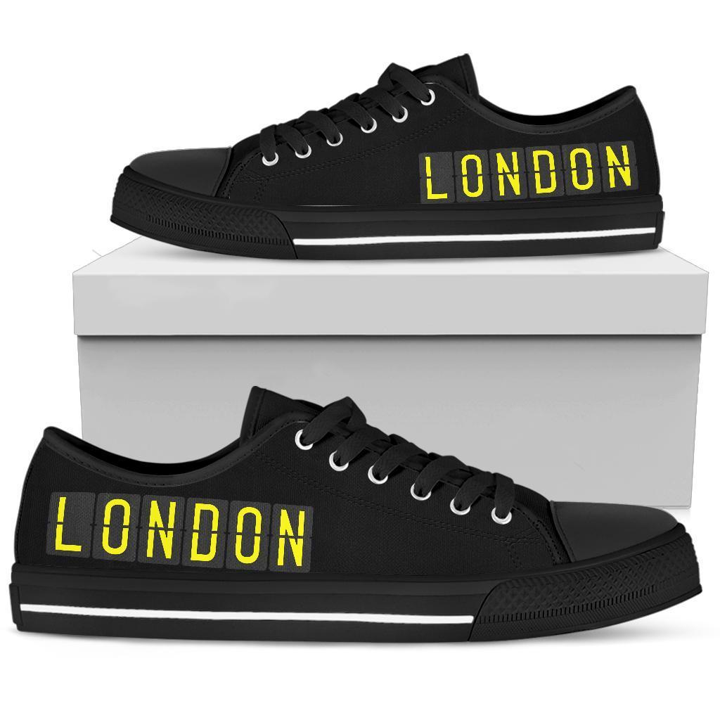Airport Destinations LONDON (Black) - Low Top Canvas Shoes-Amaze Style™-placeholder-placeholder-Vibe Cosy™