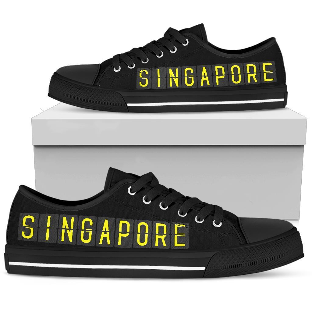 Airport Destinations SINGAPORE (Black) - Low Top Canvas Shoes-Amaze Style™-Womens Low Top - Airport Destinations SINGAPORE (Black) - Low Top Canvas Shoes-US5.5 (EU36)-Vibe Cosy™