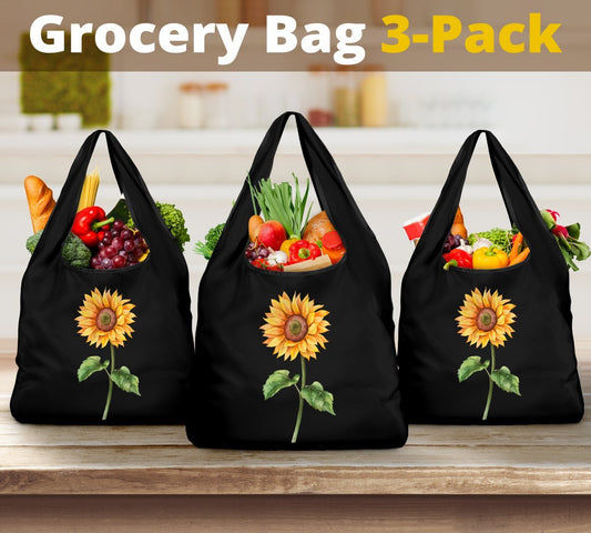Sunflower Reusable Grocery Bags Set-Amaze Style™-Sunflower Reusable Grocery Bags Set-Vibe Cosy™