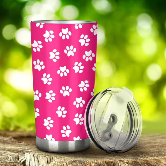Tumbler Paw Prints Pink-Amaze Style™-Tumbler - Tumbler Paw Prints Pink-20oz Large-Vibe Cosy™