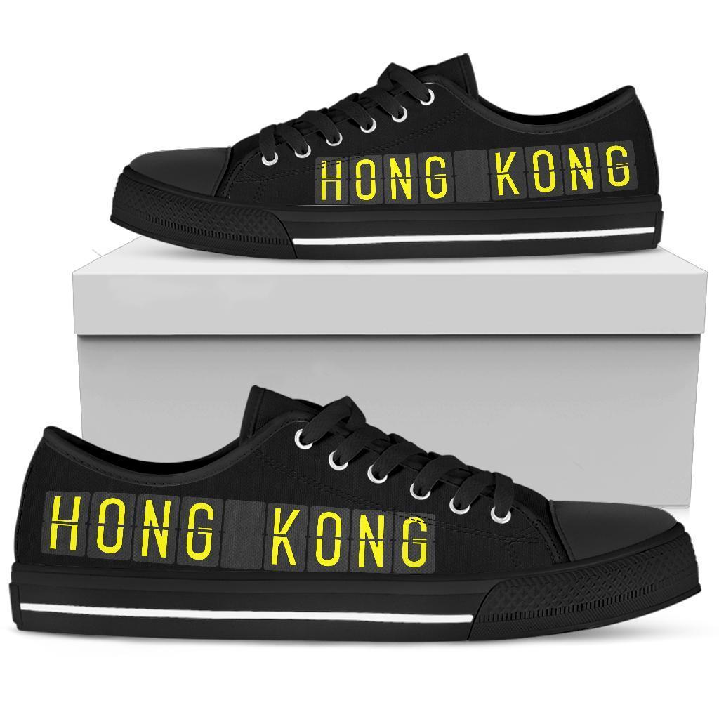 Airport Destinations HONG KONG (Black) - Low Top Canvas Shoes-Amaze Style™-placeholder-placeholder-Vibe Cosy™