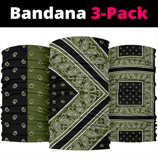 Army and Black Bandana Headbands 3 Pack-Amaze Style™-Army and Black Bandana Headbands 3 Pack-Vibe Cosy™