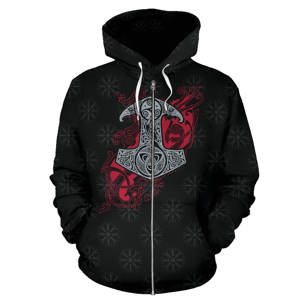Viking Thor's Mjolnir Zip-Up Hoodie A7 - Amaze Style™-ALL OVER PRINT ZIP HOODIES (P)