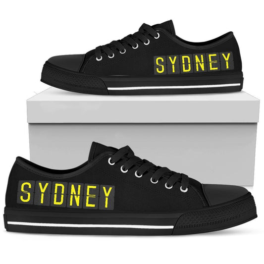Airport Destinations SYDNEY (Black) - Low Top Canvas Shoes-Amaze Style™-placeholder-placeholder-Vibe Cosy™