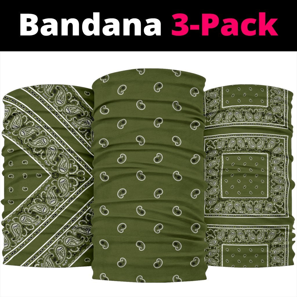 Army Green Bandana Headbands 3 Pack-Amaze Style™-Army Green Bandana Headbands 3 Pack-Vibe Cosy™
