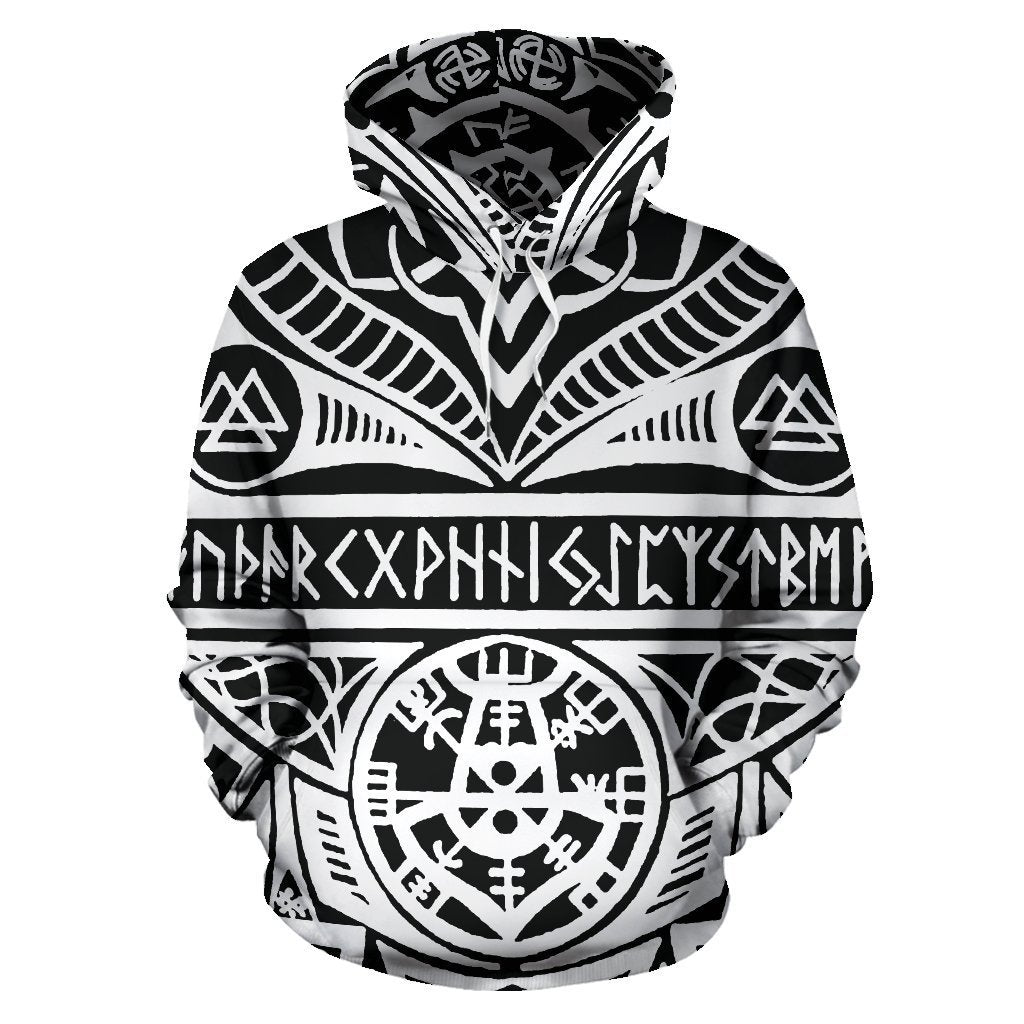 Viking Tattoos™ All Over Hoodie White K4 - Amaze Style™-ALL OVER PRINT HOODIES (P)