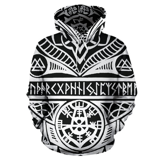 Viking Tattoos™ All Over Hoodie White K4 - Amaze Style™-ALL OVER PRINT HOODIES (P)