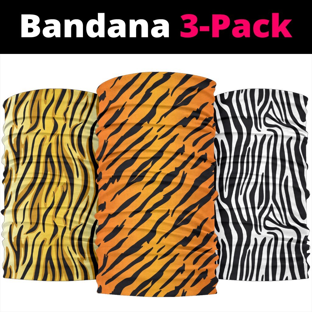 Animal Print Pop Art (Lion, Tiger, Zebra) - Bandana 3 Pack-Amaze Style™-Animal Print Pop Art (Lion, Tiger, Zebra) - Bandana 3 Pack-Vibe Cosy™