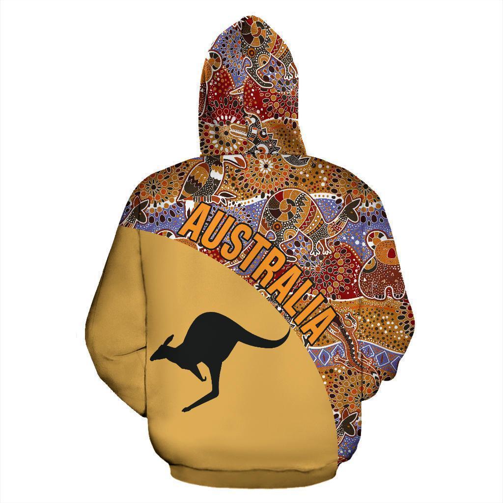 Australia Hoodie Aboriginal Wave Kangaroo NNK 1418 - Amaze Style™-Apparel