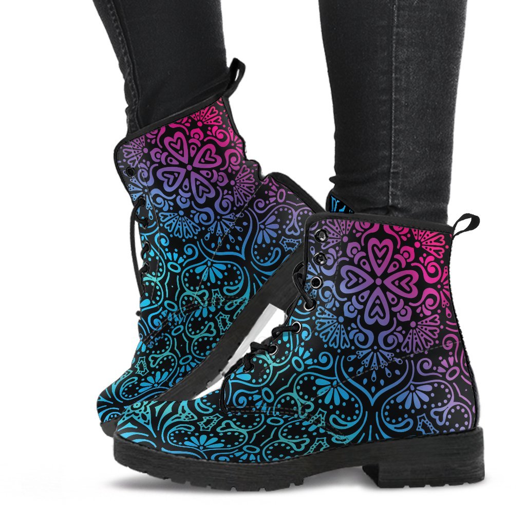 Bohemian Rainbow (Black) - Vegan Leather Boots-Amaze Style™-Women's Leather Boots - Bohemian Rainbow (Black) - Vegan Leather Boots-US5 (EU35)-Vibe Cosy™