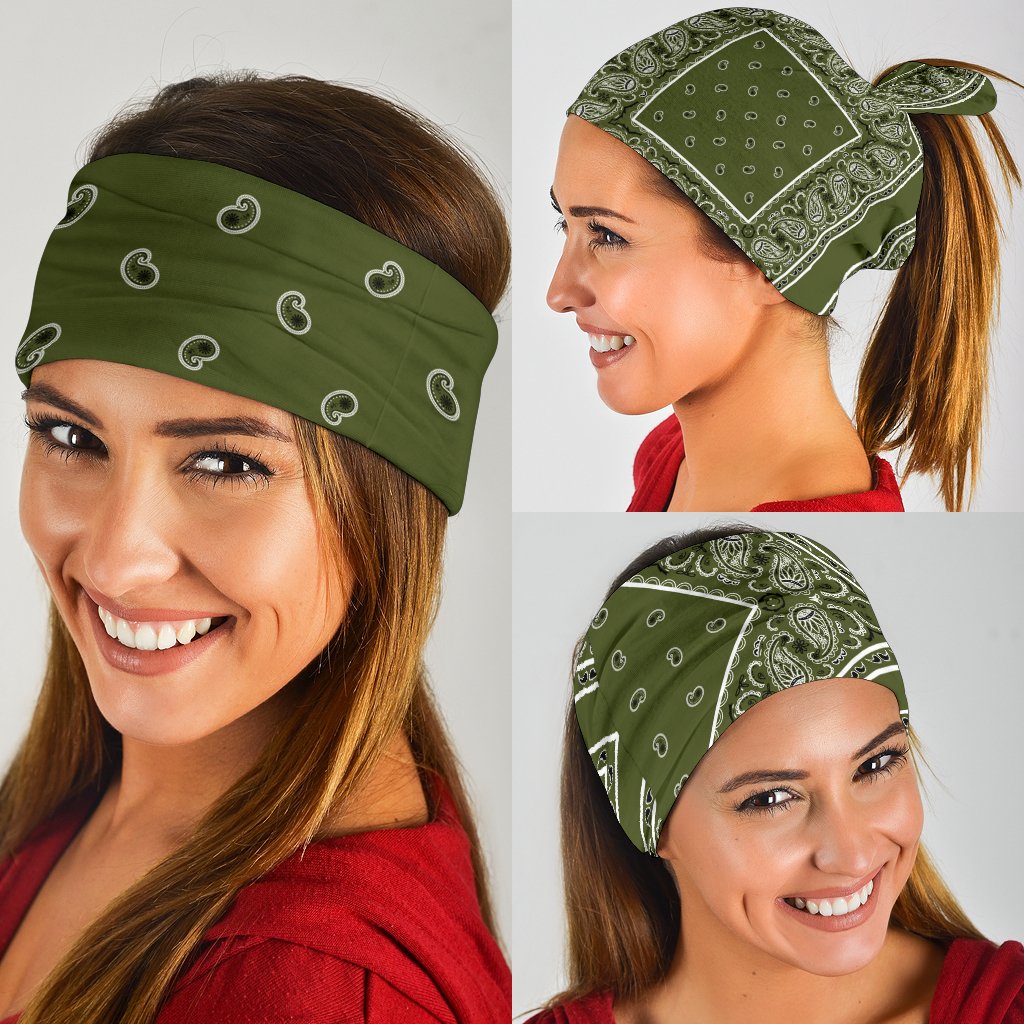 Army Green Bandana Headbands 3 Pack-Amaze Style™-Army Green Bandana Headbands 3 Pack-Vibe Cosy™