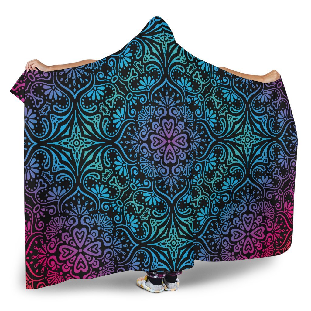 Bohemian Rainbow (Black) - Hooded Blankets-Amaze Style™-Hooded BlanketBohemian Rainbow (Black) - Hooded Blankets-Youth 60"x45"-Vibe Cosy™