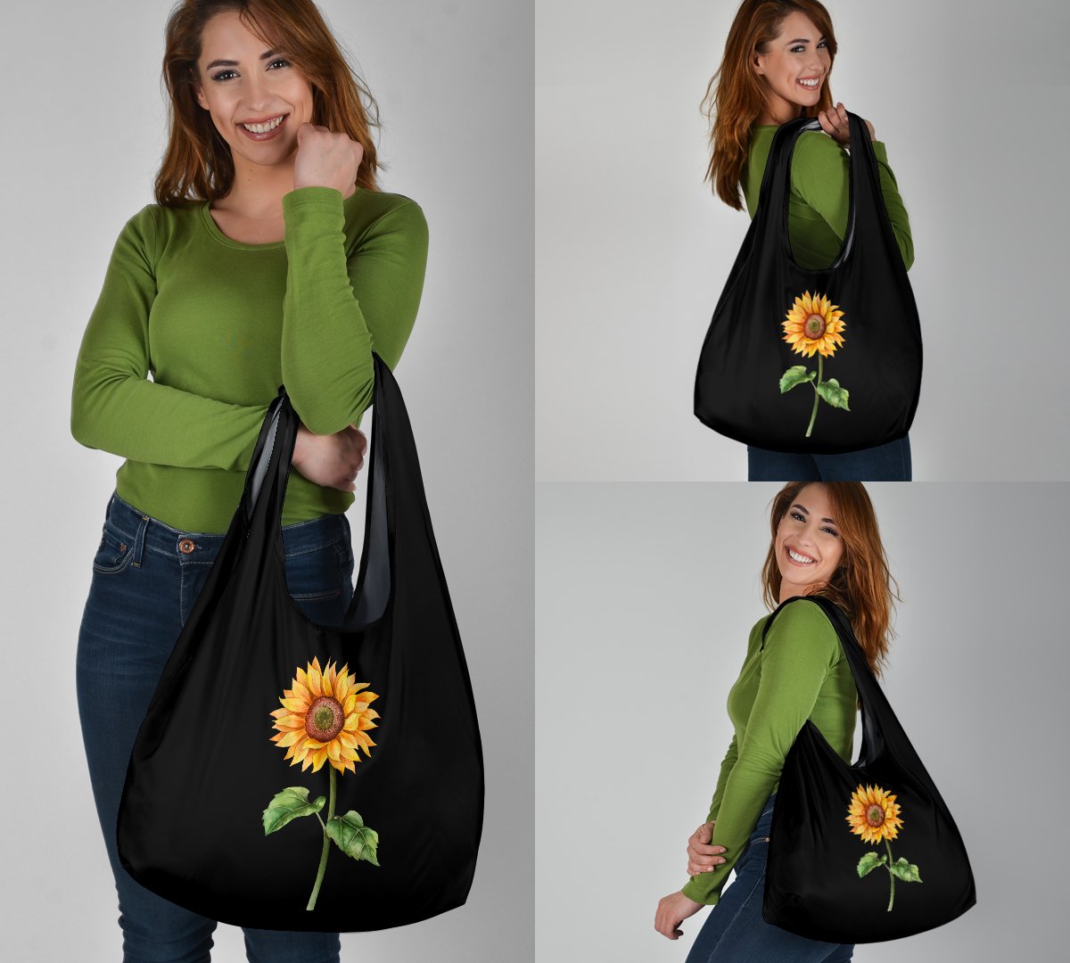 Sunflower Reusable Grocery Bags Set-Amaze Style™-Sunflower Reusable Grocery Bags Set-Vibe Cosy™
